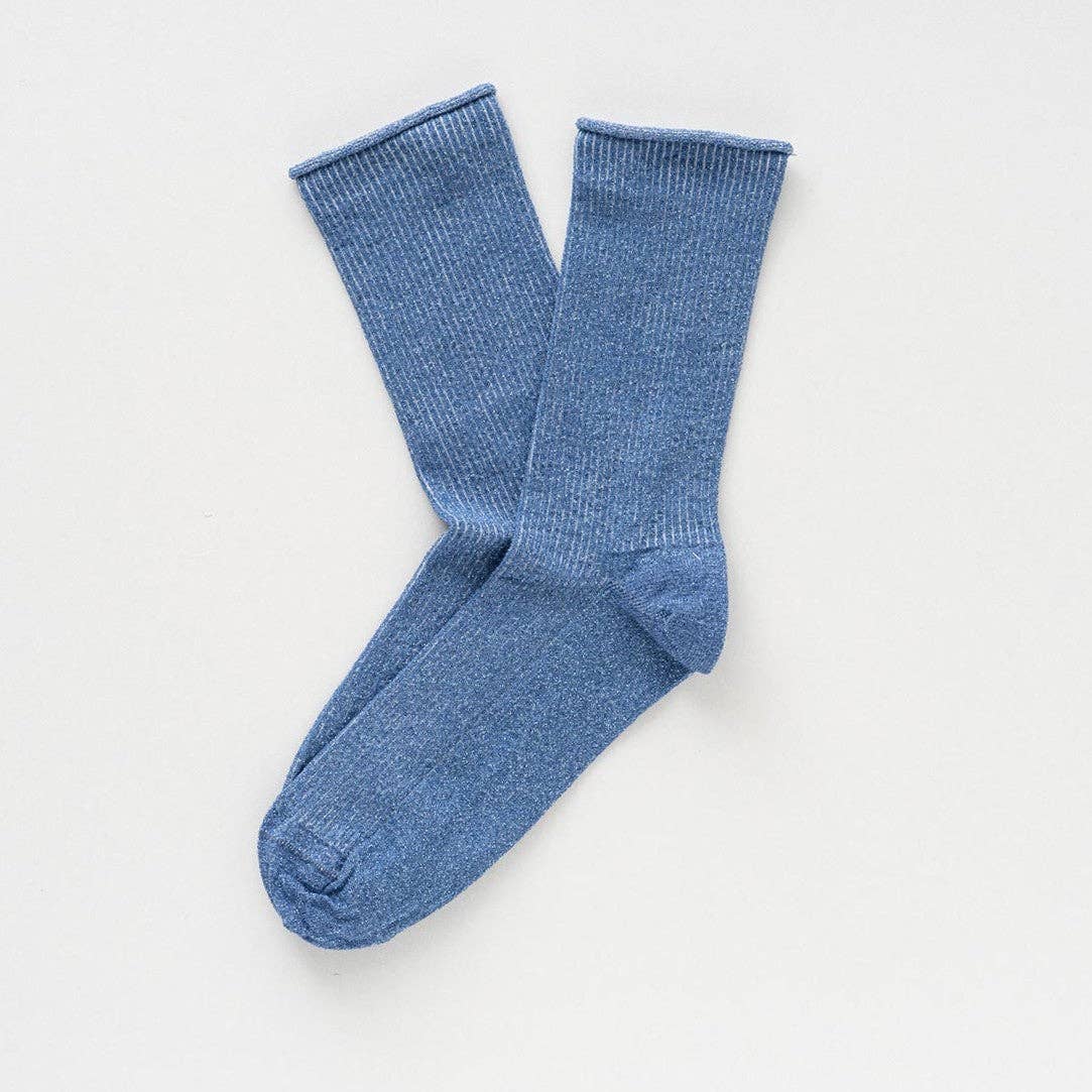 Buy KLUE Glitter Lurex socks in eco - friendly Lyocell | Mineral Blue: 36 - 40 by KLUE - at Hamish + Grace