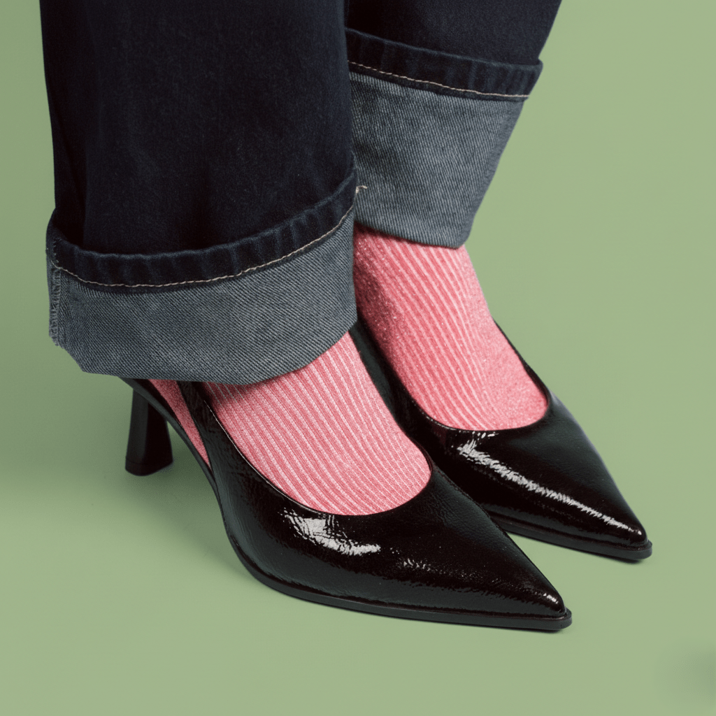 Buy KLUE Glitter Lurex socks in eco - friendly Lyocell | Strawberry Red: 36 - 40 by KLUE - at Hamish + Grace