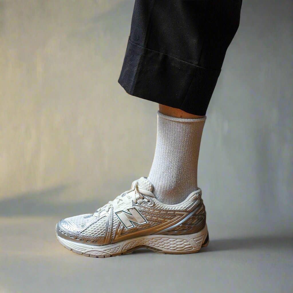 Buy KLUE Glitter Lurex socks in eco - friendly Lyocell | White: 36 - 40 by KLUE - at Hamish + Grace