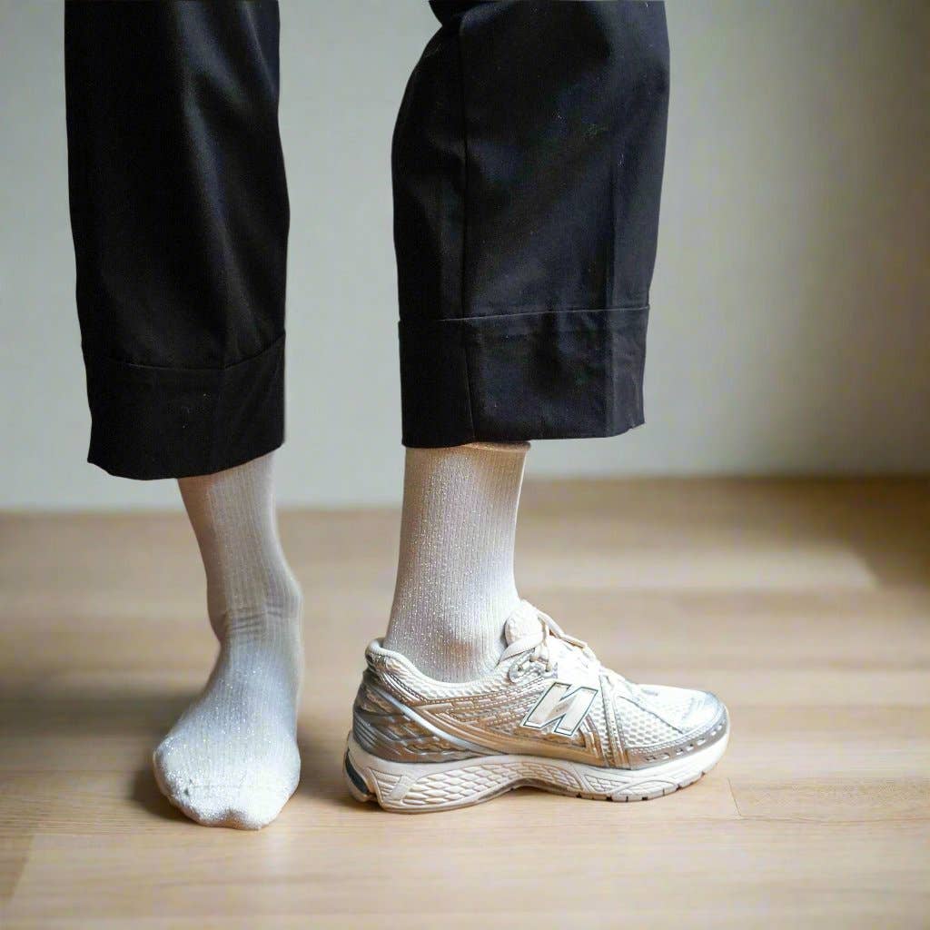 Buy KLUE Glitter Lurex socks in eco - friendly Lyocell | White: 36 - 40 by KLUE - at Hamish + Grace