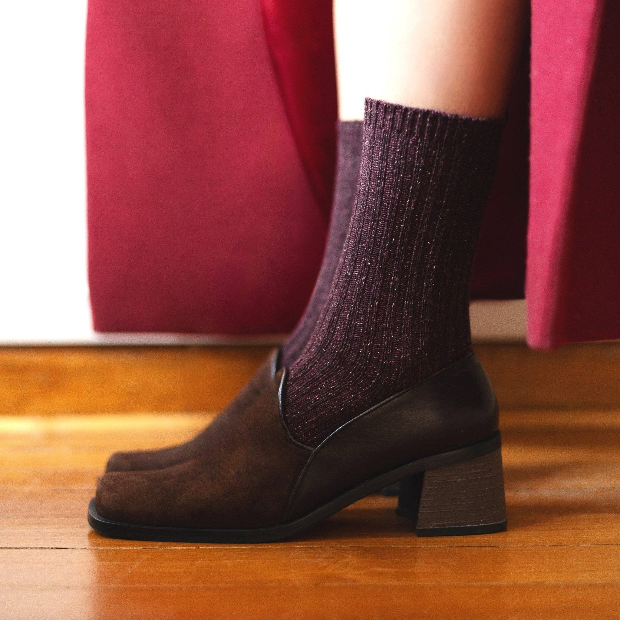 Buy KLUE Silk and Wool DUST STAR socks | Burgundy: 36 - 40 by KLUE - at Hamish + Grace
