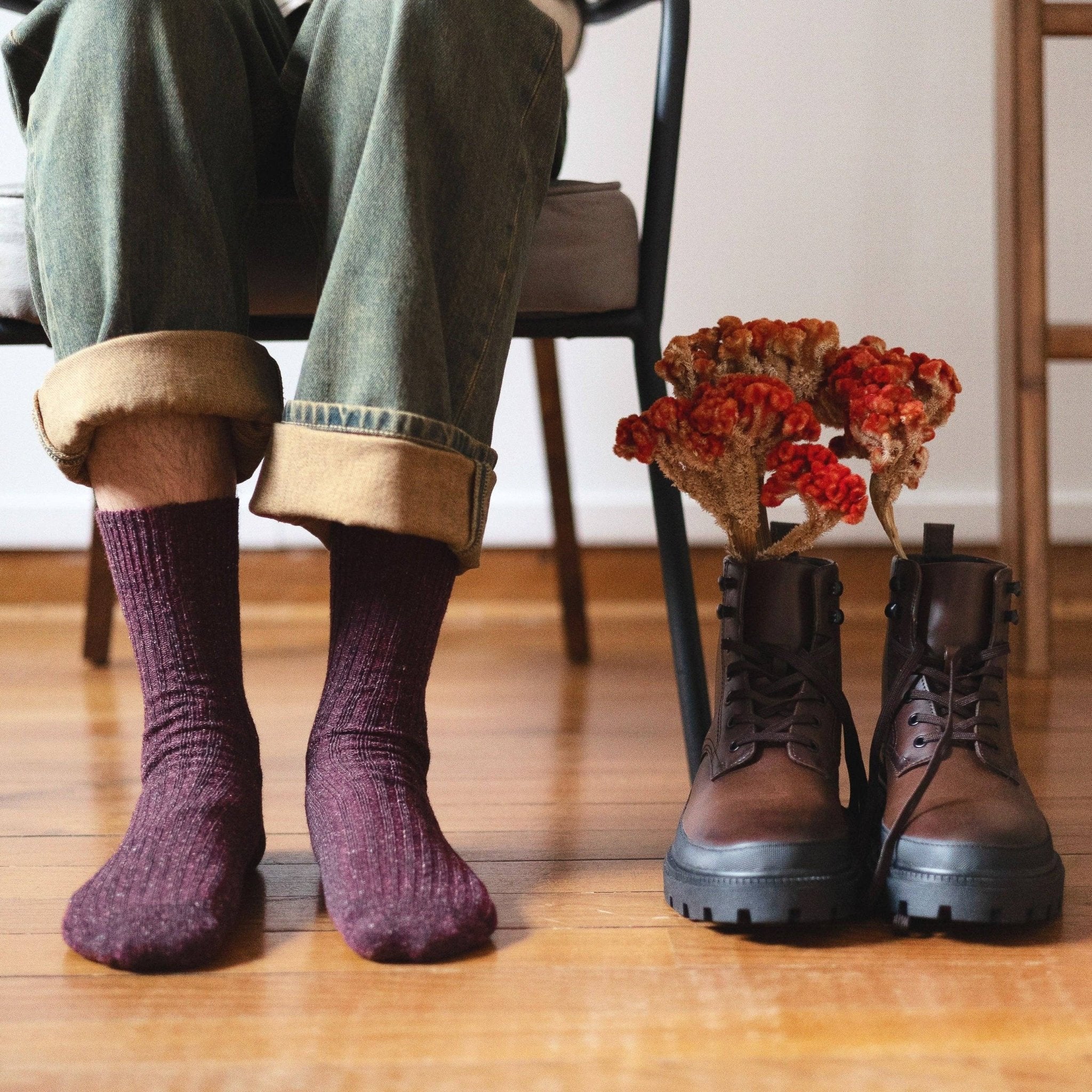 Buy KLUE Silk and Wool DUST STAR socks | Burgundy: 36 - 40 by KLUE - at Hamish + Grace