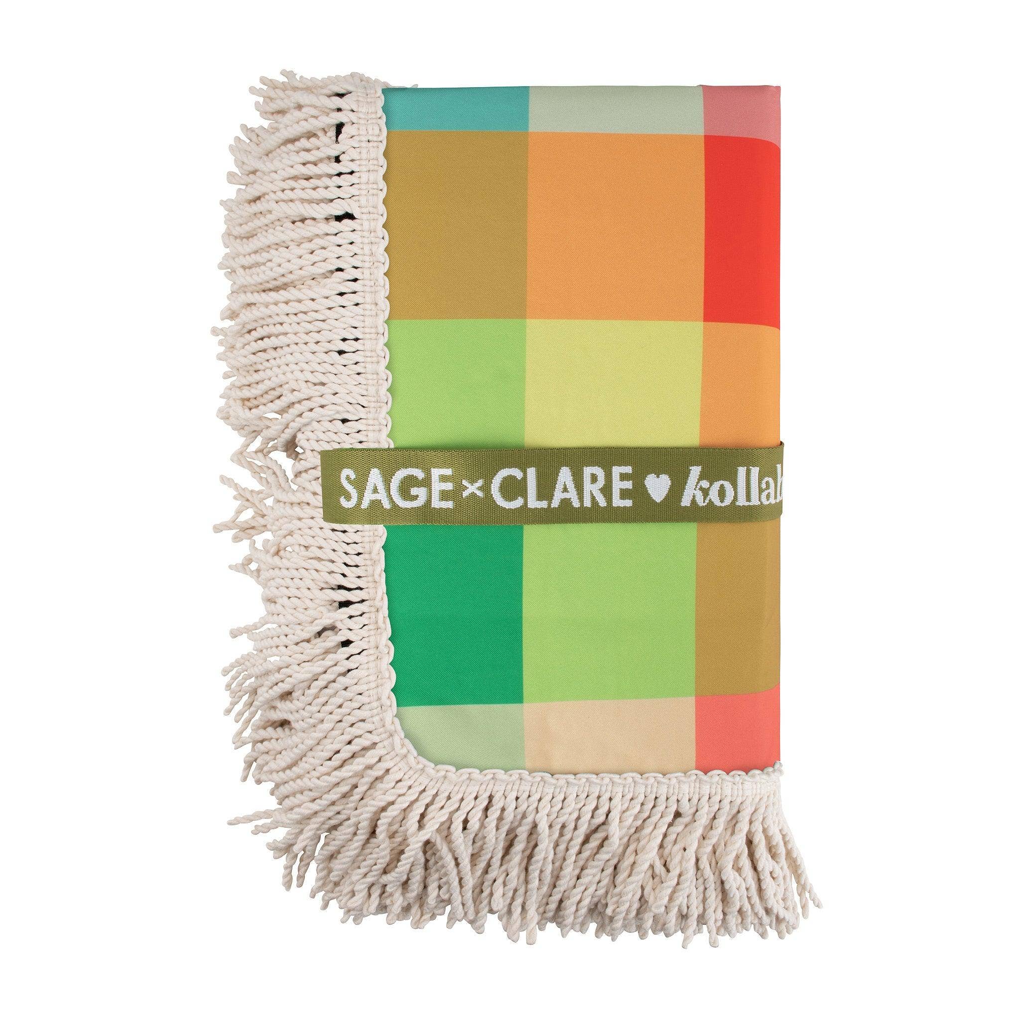 Kollab Accessories Fringed Medium Picnic Mat Sage x Clare & Kollab Aida