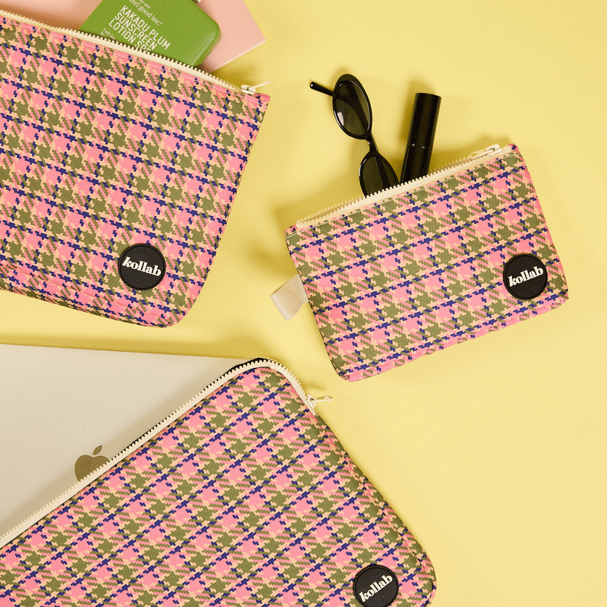 Kollab Lifestyle Laptop Case Pink Houndstooth