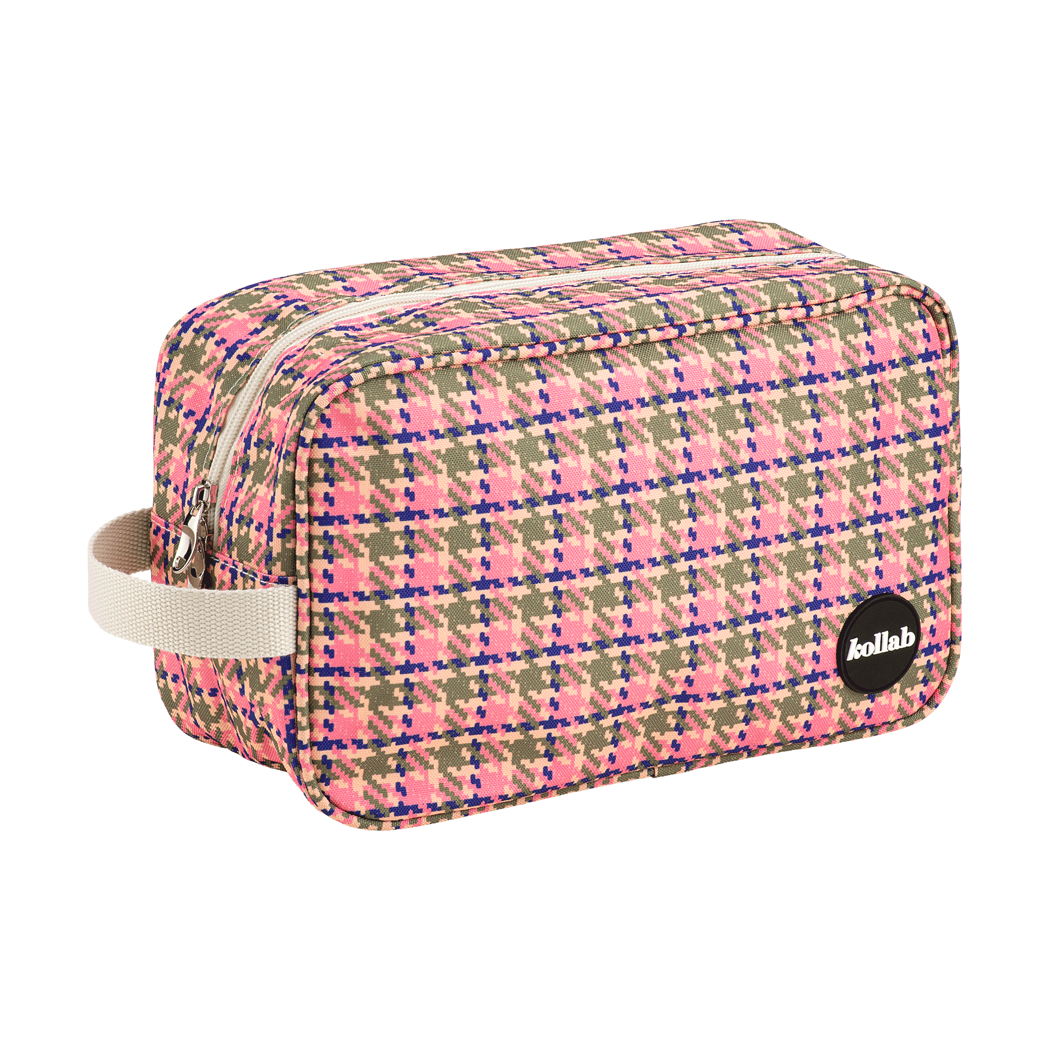 Kollab Lifestyle Travel Bag Pink Houndstooth