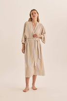 Buy Linen Stripe Robe - Sunny Natural: Neutral / M by Gingerlilly - at Hamish + Grace