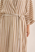 Buy Linen Stripe Robe - Sunny Natural: Neutral / S by Gingerlilly - at Hamish + Grace