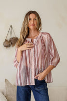 Buy Linen/Tencel Malta Top - Berry/Blush by 132 Fashion - at Hamish + Grace