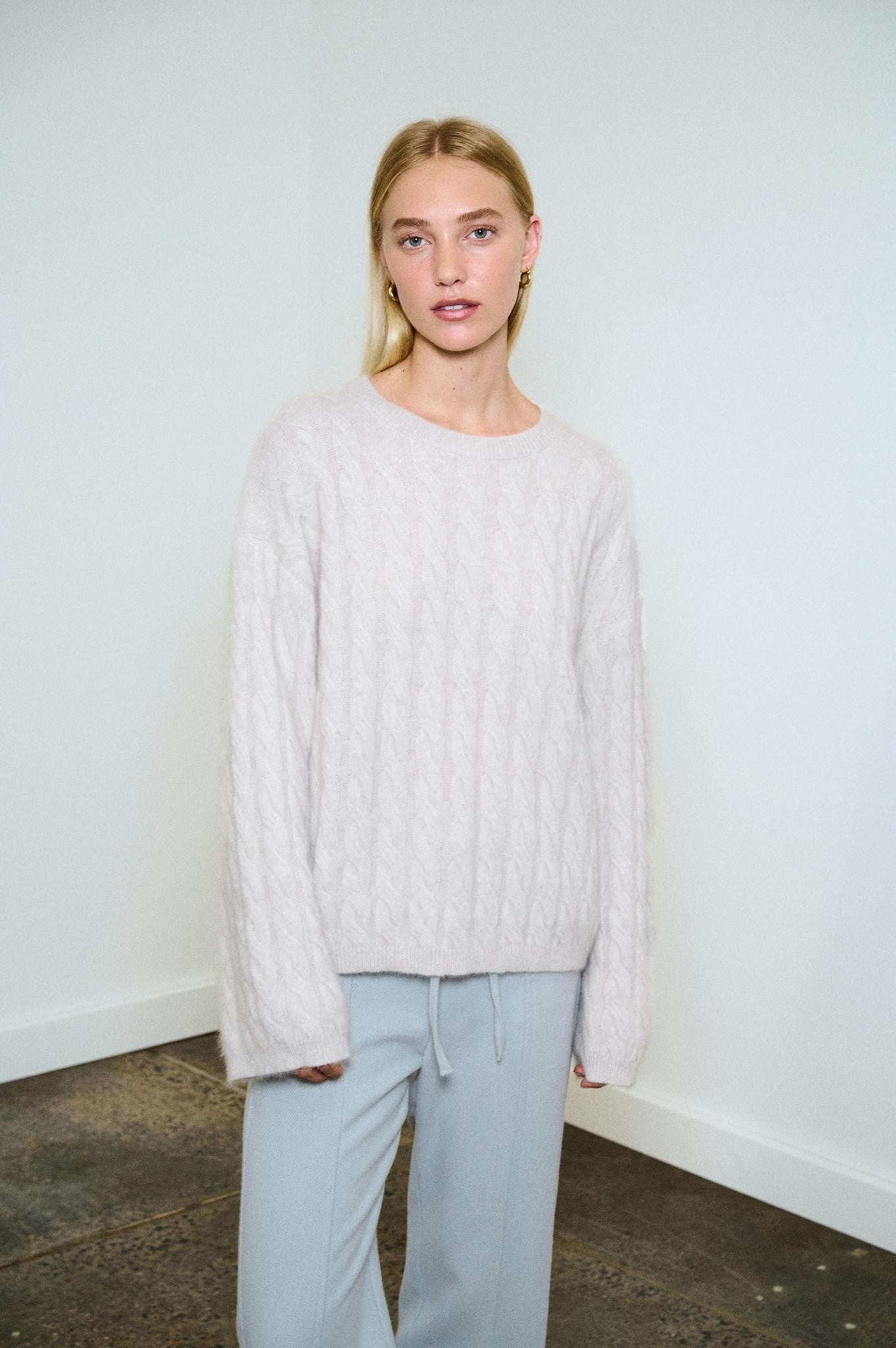 Buy Little Lies - Anna Cable Jumper – Cloud by Little Lies - at Hamish + Grace