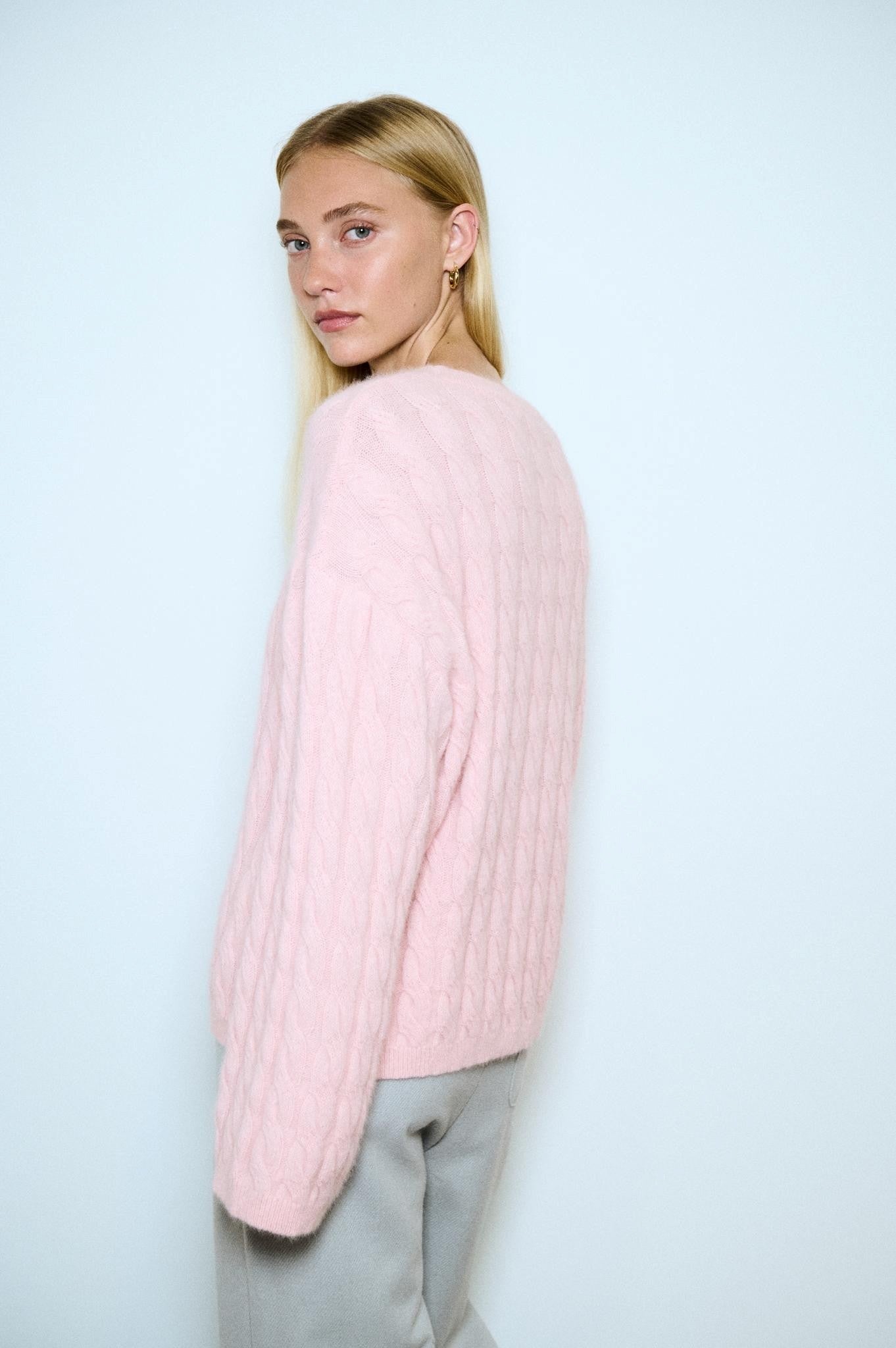 Buy Little Lies - Anna Cable Jumper – Pink by Little Lies - at Hamish + Grace