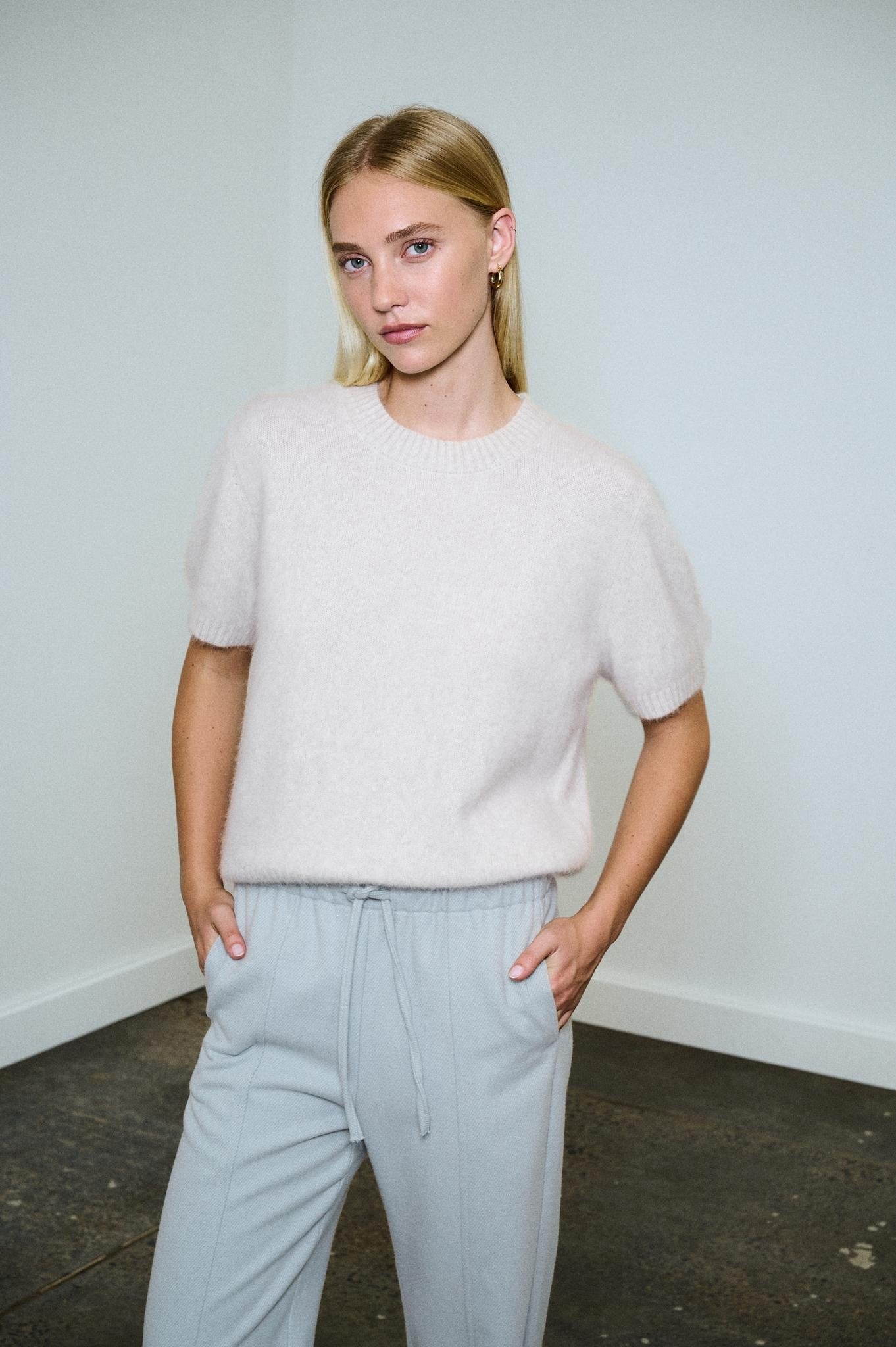 Buy Little Lies - Anna Knit Tee – Cloud by Little Lies - at Hamish + Grace
