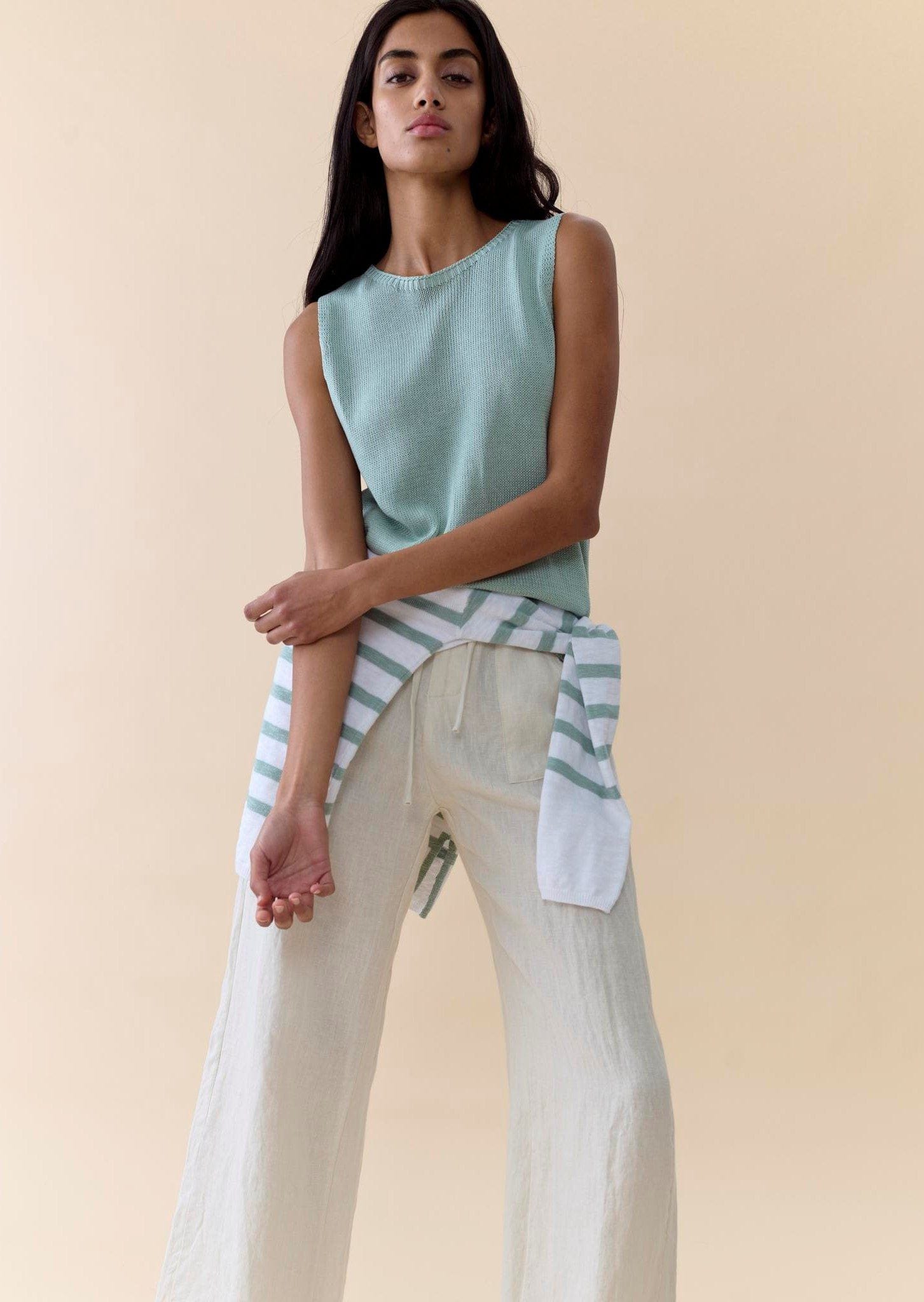 Buy Little Lies - Bobby Top - White/Duck Egg by Little Lies - at Hamish + Grace