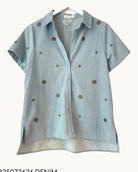Little Lies Clothing Little Lies - Beaded Shirt - Denim