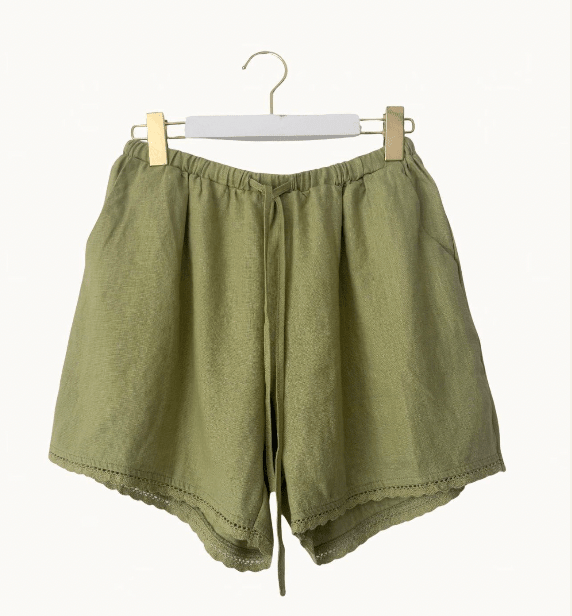 Buy Little Lies - Dominique Crochet Shorts - Olive by Little Lies - at Hamish + Grace