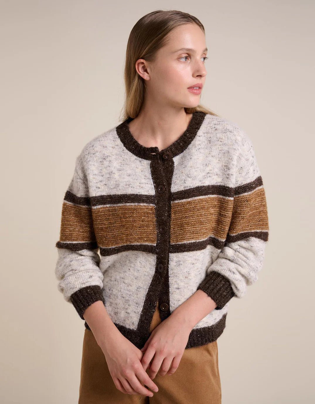 Buy Little Lies - Ellery Cardigan - Caramel Stripe by Little Lies - at Hamish + Grace