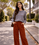 Buy Little Lies - Ellie Stripe Cardi - Charcoal|Camel by Little Lies - at Hamish + Grace