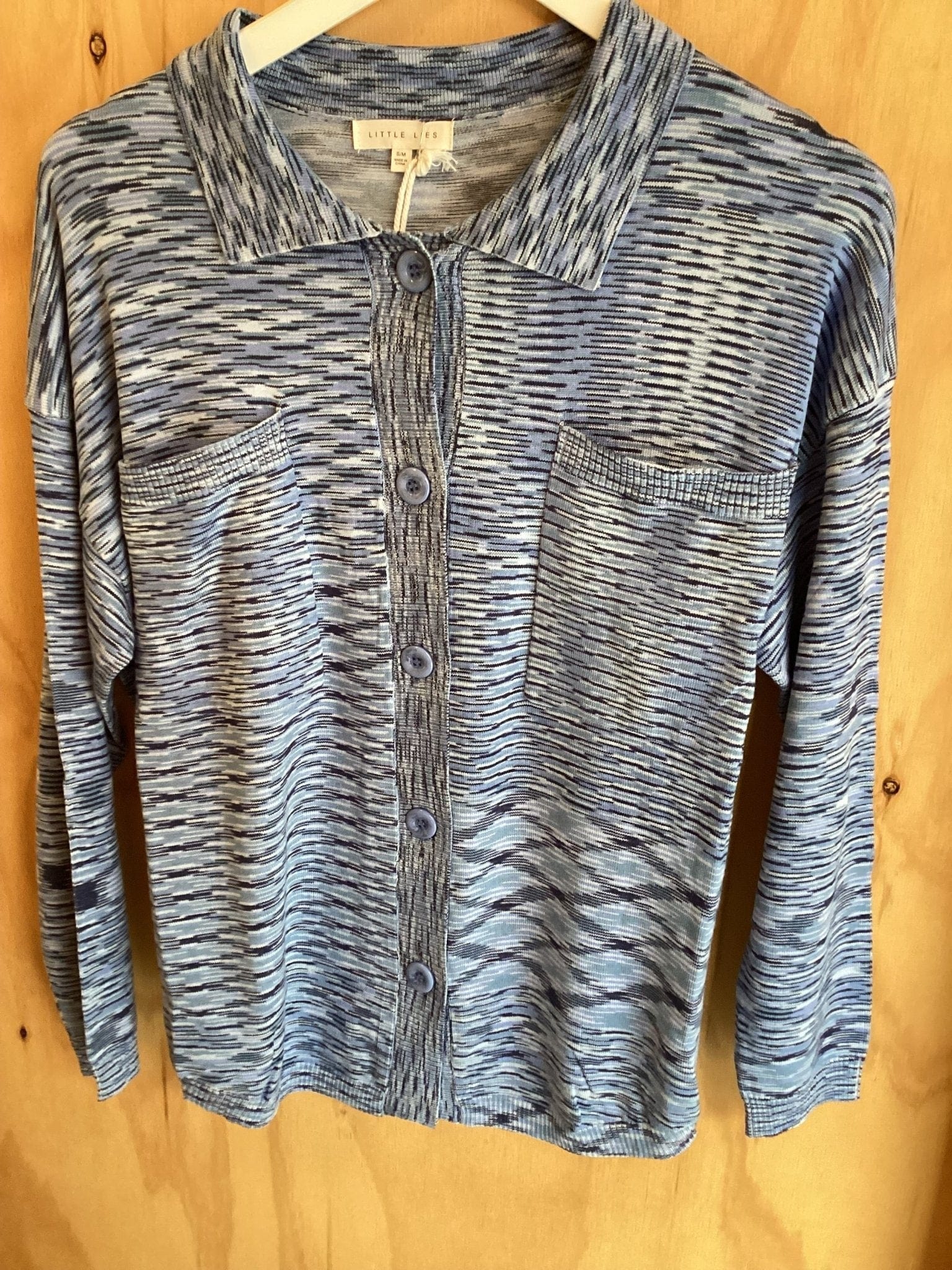 Little Lies Fashion Little Lies - Blue Button Knit  S22031303