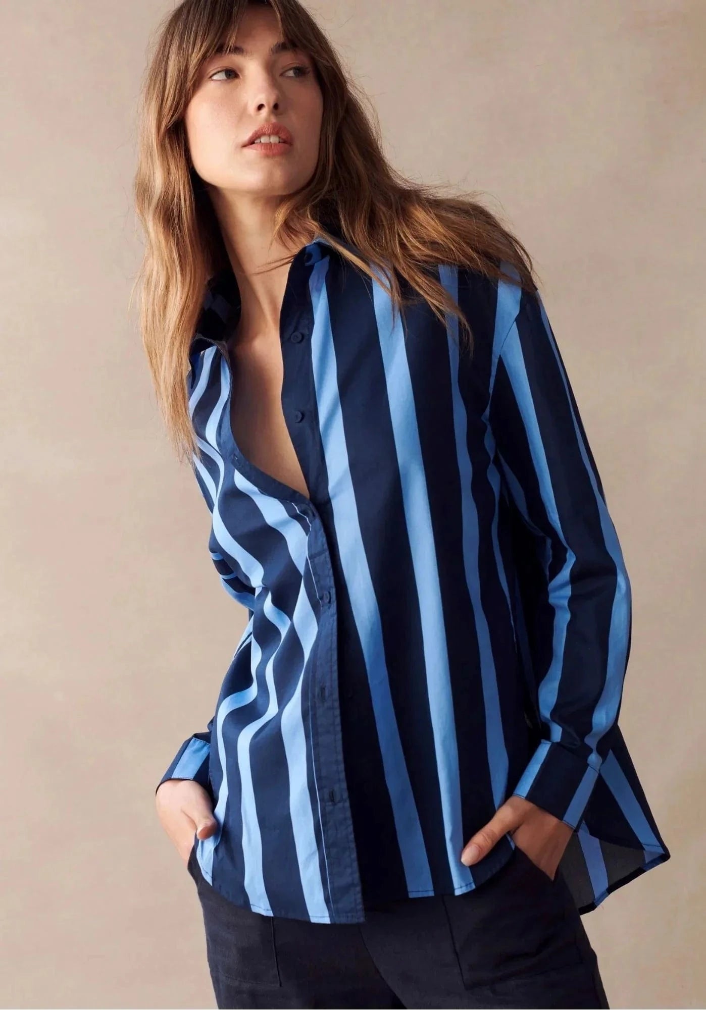 Little Lies Fashion LITTLE LIES - Kira Shirt - Navy and Blue Stripe