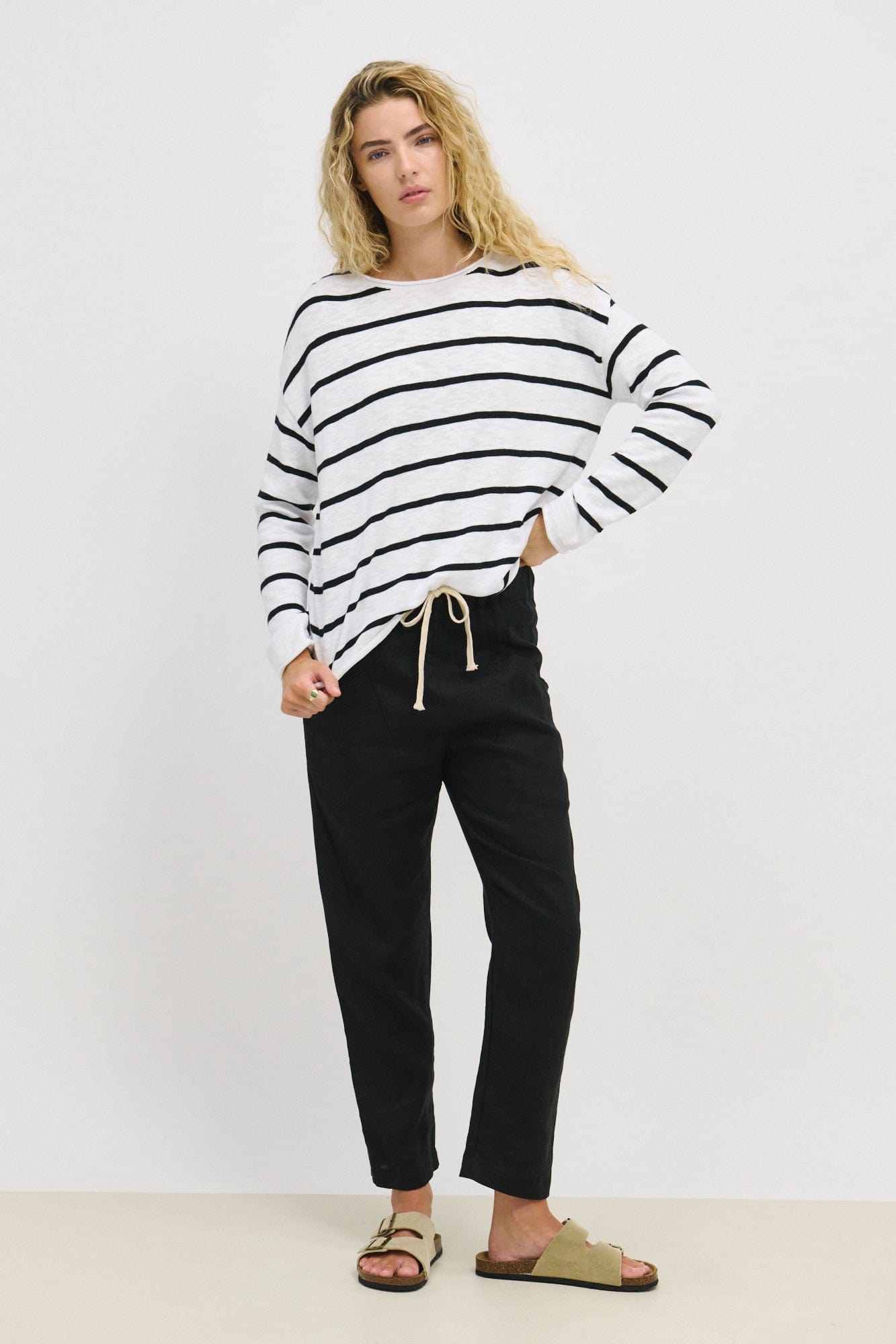 Little Lies Fashion Little Lies - Minnie Stripe Top - Black