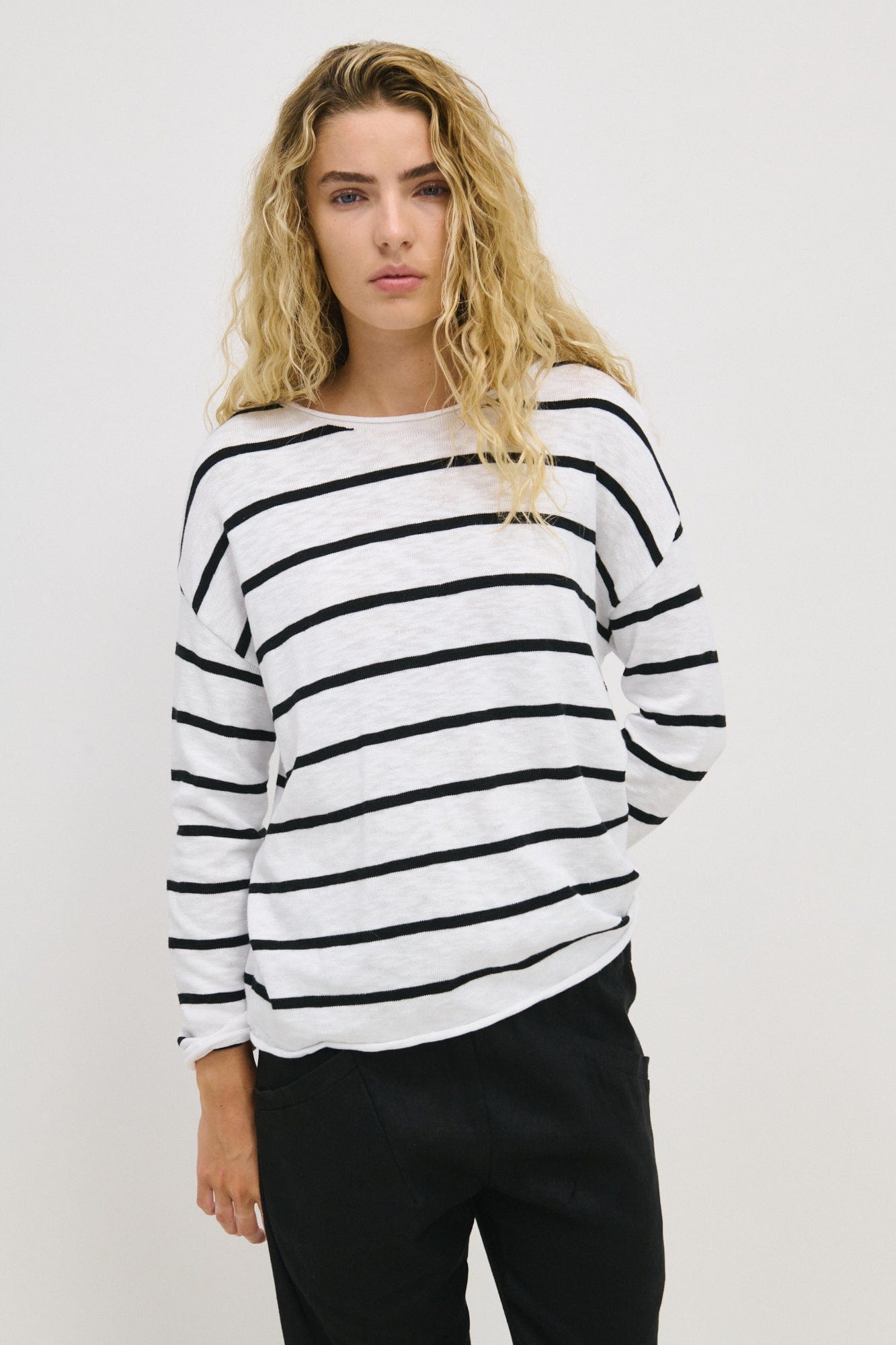Little Lies Fashion Little Lies - Minnie Stripe Top - Black