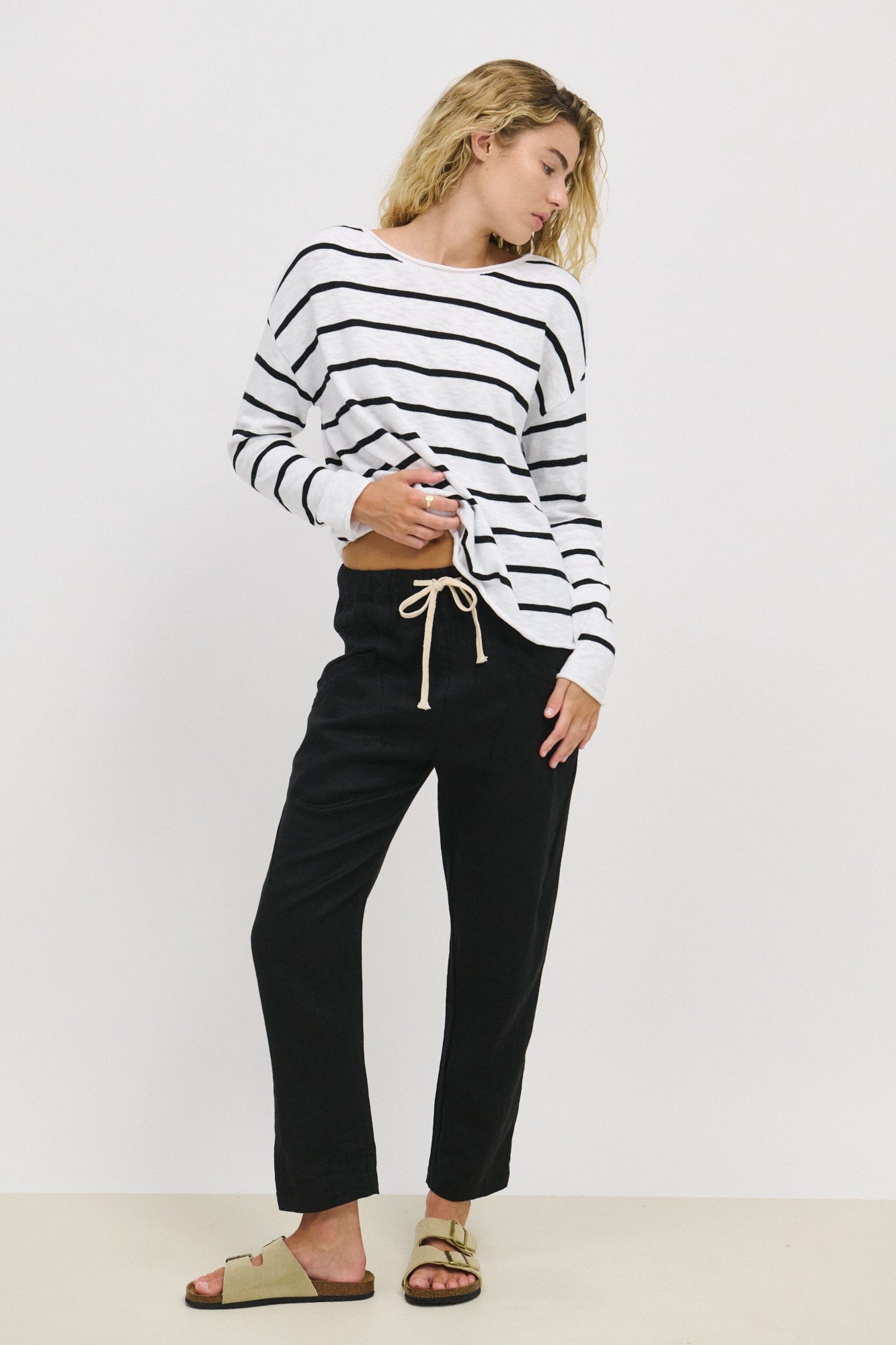 Little Lies Fashion Little Lies - Minnie Stripe Top - Black