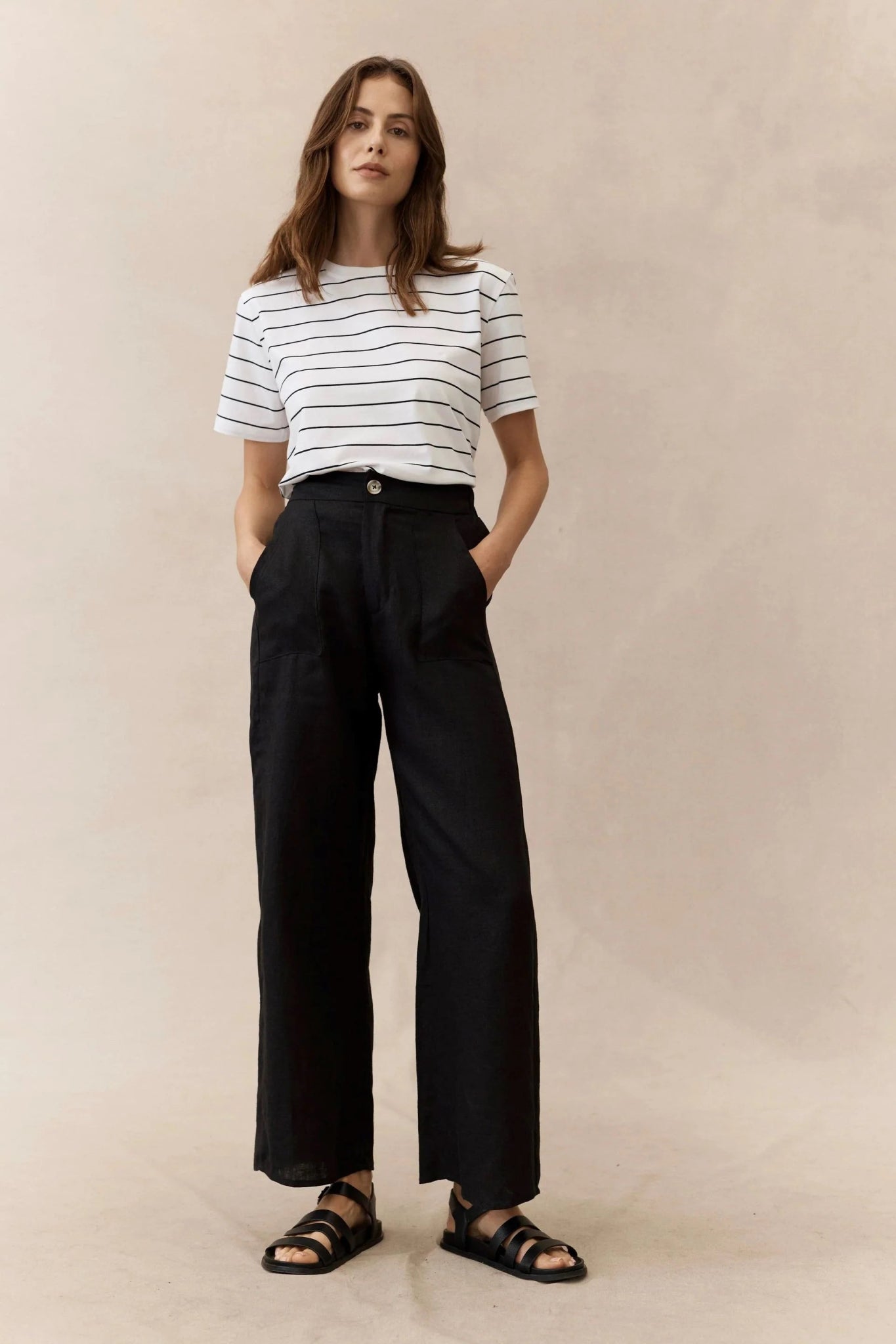 Buy Little Lies - Jude Linen Pant Black by Little Lies - at Hamish & Grace