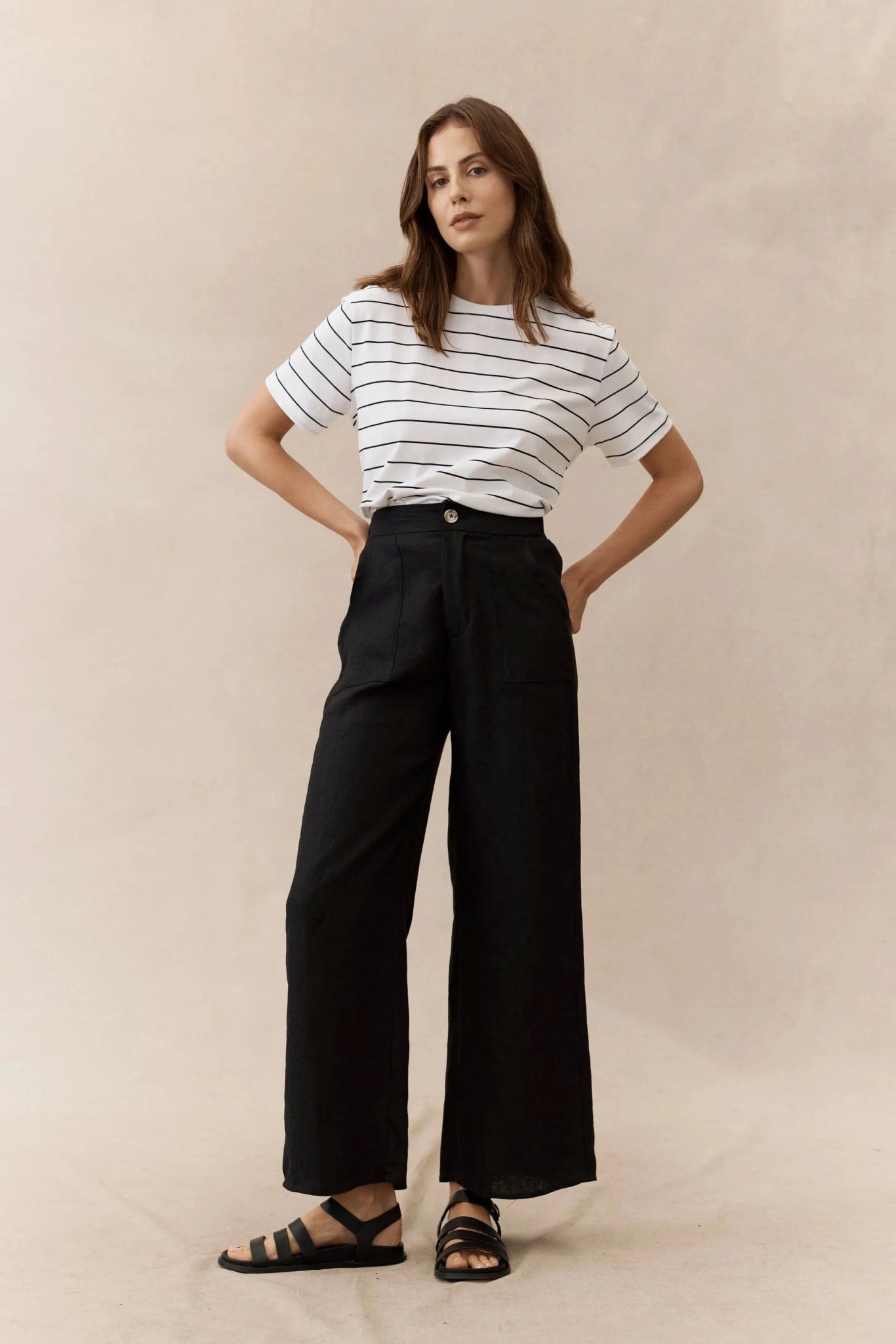 Buy Little Lies - Jude Linen Pant Black by Little Lies - at Hamish & Grace