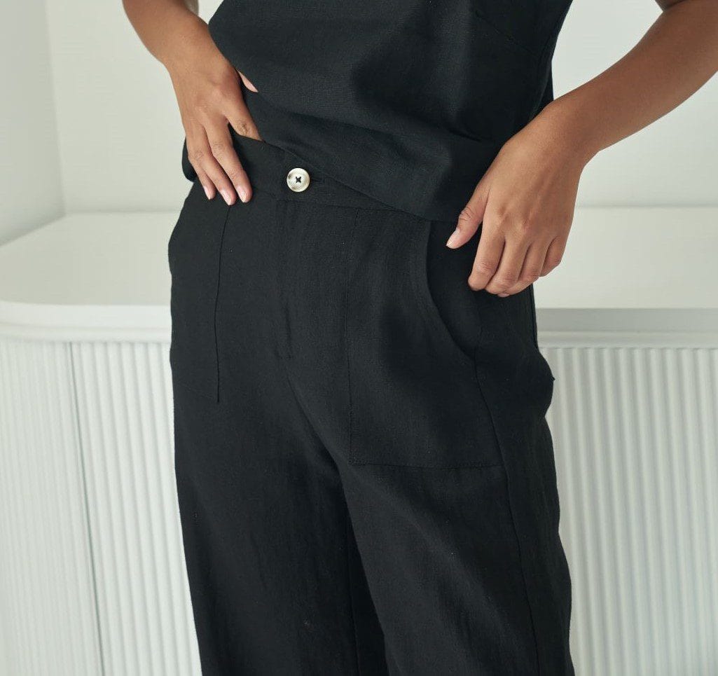 Buy Little Lies - Jude Linen Pant - Black - R22062008 by Little Lies - at Hamish + Grace