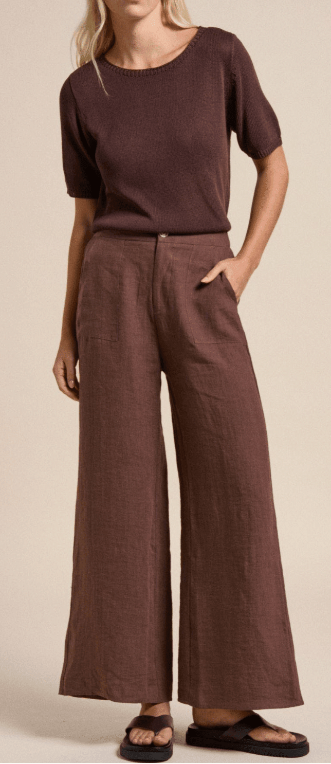 Buy Little Lies - Jude Linen Pant - Chocolate by Little Lies - at Hamish + Grace