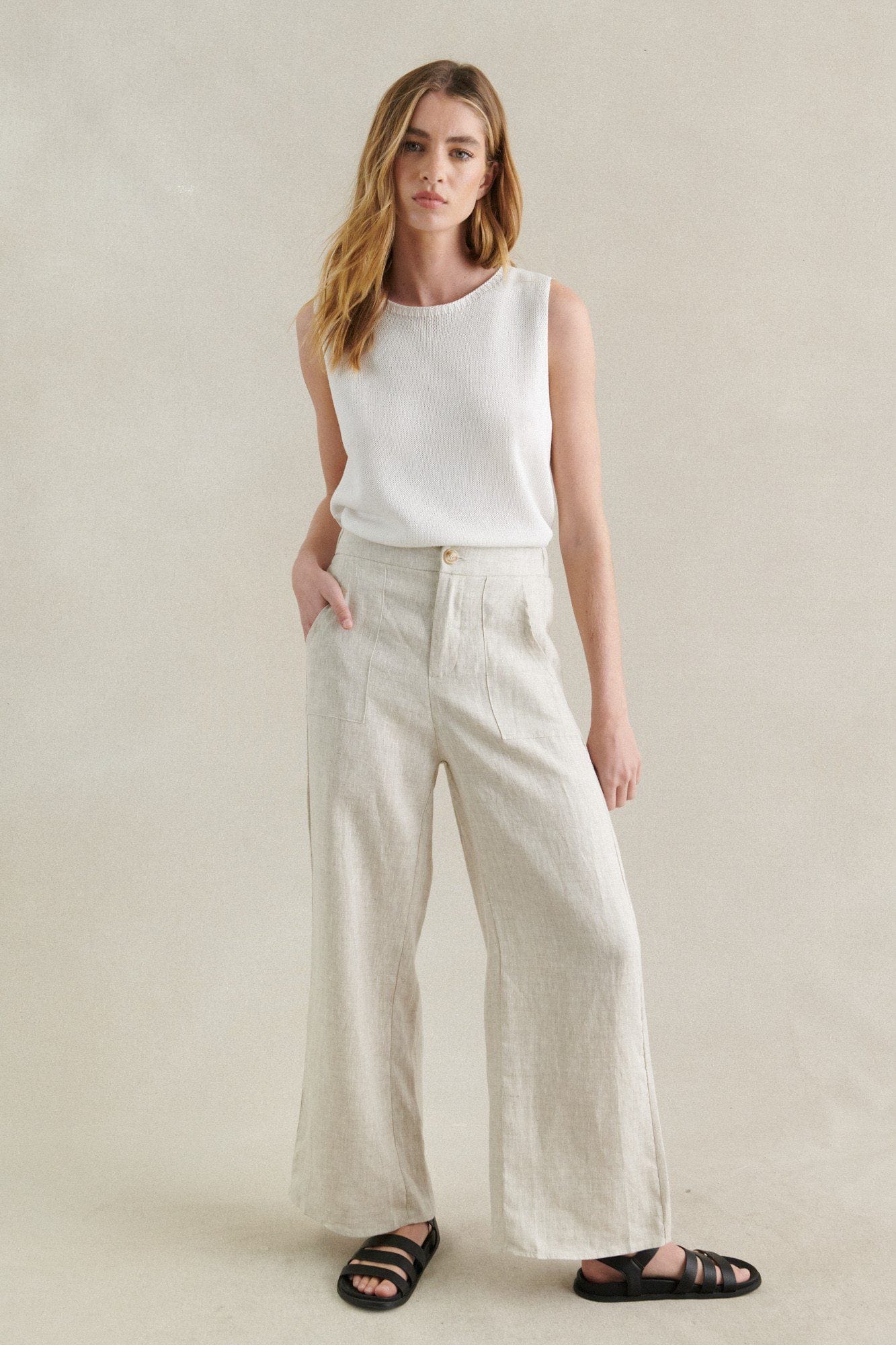 Buy Little Lies - Jude Linen Pant - Natural - R22062008 (Copy) by Little Lies - at Hamish + Grace