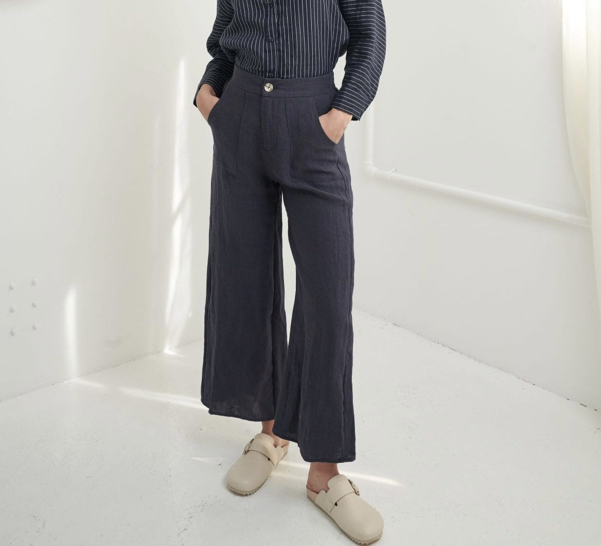 Buy Little Lies - Jude Linen Pant - Navy - R22062008 by Little Lies - at Hamish + Grace