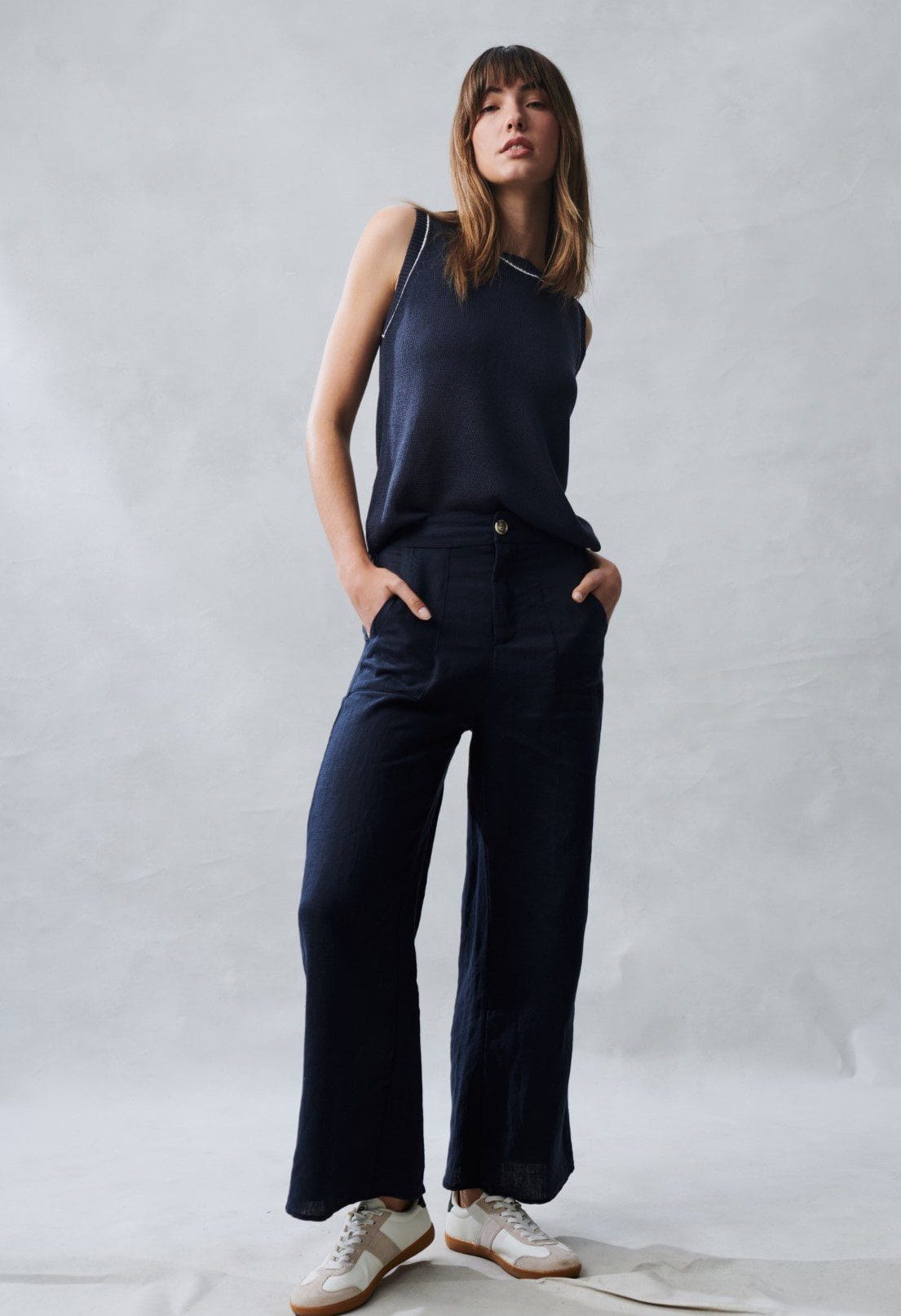Buy Little Lies - Jude Linen Pant - Navy - R22062008 by Little Lies - at Hamish + Grace