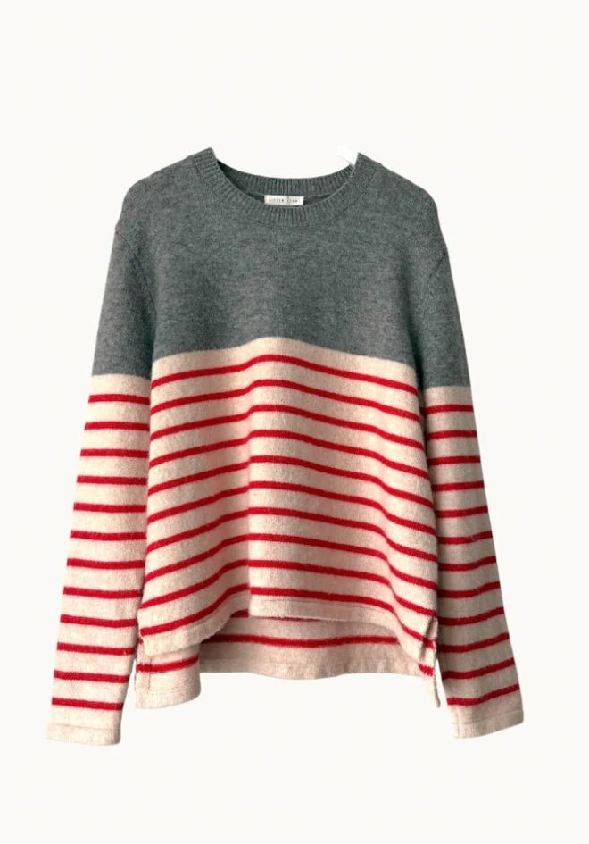 Buy Little Lies - Lexie Stripe Jumper - Grey/Red by Little Lies - at Hamish + Grace