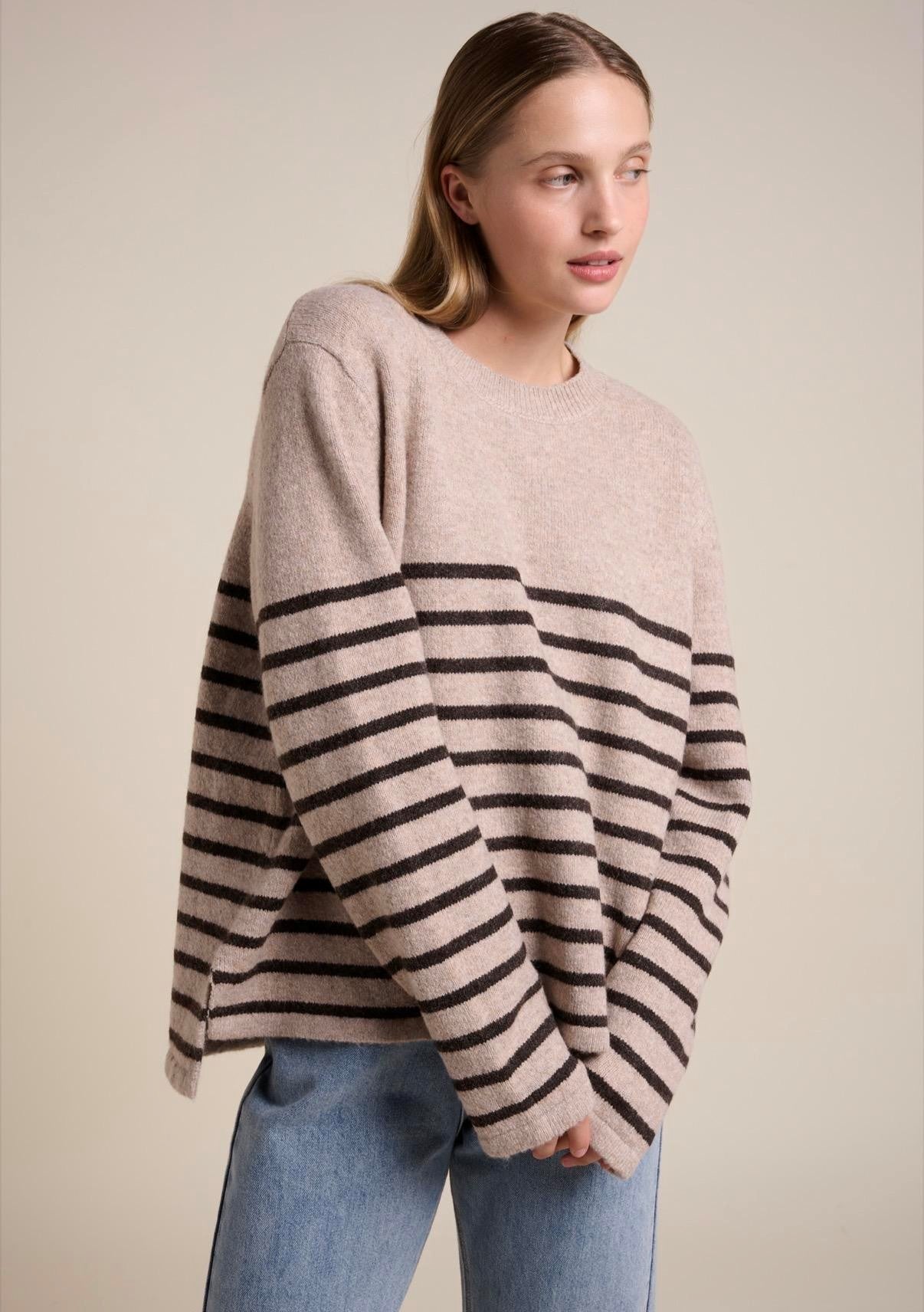 Buy Little Lies - Lexie Stripe Jumper - Mocha/Brown by Little Lies - at Hamish + Grace