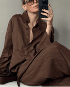 Buy Little Lies - Linen Boyfriend Shirt – Chocolate by Little Lies - at Hamish + Grace