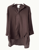 Buy Little Lies - Linen Boyfriend Shirt – Chocolate by Little Lies - at Hamish + Grace