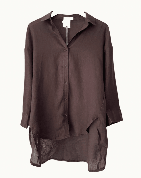 Buy Little Lies - Linen Boyfriend Shirt – Chocolate by Little Lies - at Hamish + Grace