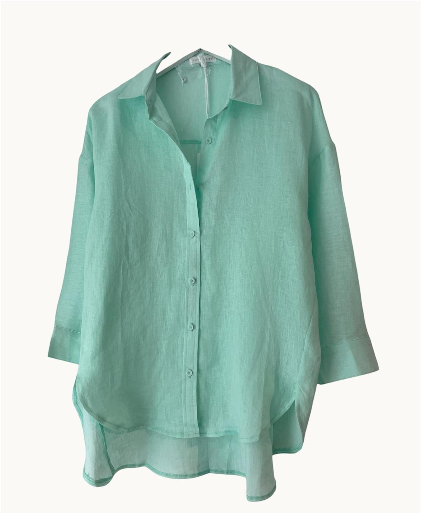 Buy Little Lies - Linen Boyfriend Shirt – Ocean Air by Little Lies - at Hamish + Grace