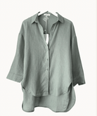 Buy Little Lies - Linen Boyfriend Shirt – Seafoam by Little Lies - at Hamish + Grace