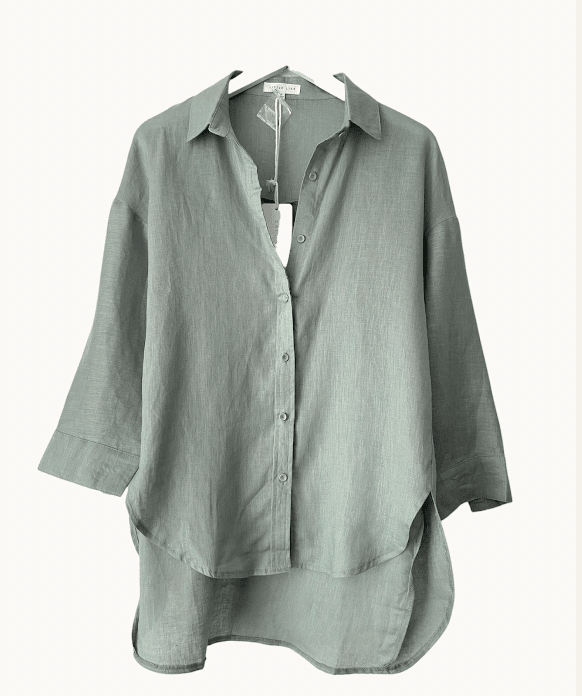 Buy Little Lies - Linen Boyfriend Shirt – Seafoam by Little Lies - at Hamish + Grace