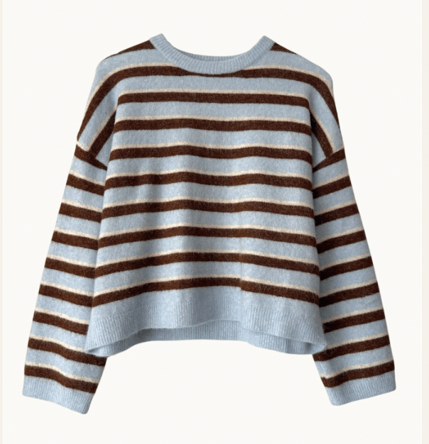 Buy Little Lies - Little Lies Otto Knit – Blue Chocolate Stripe by Little Lies - at Hamish + Grace