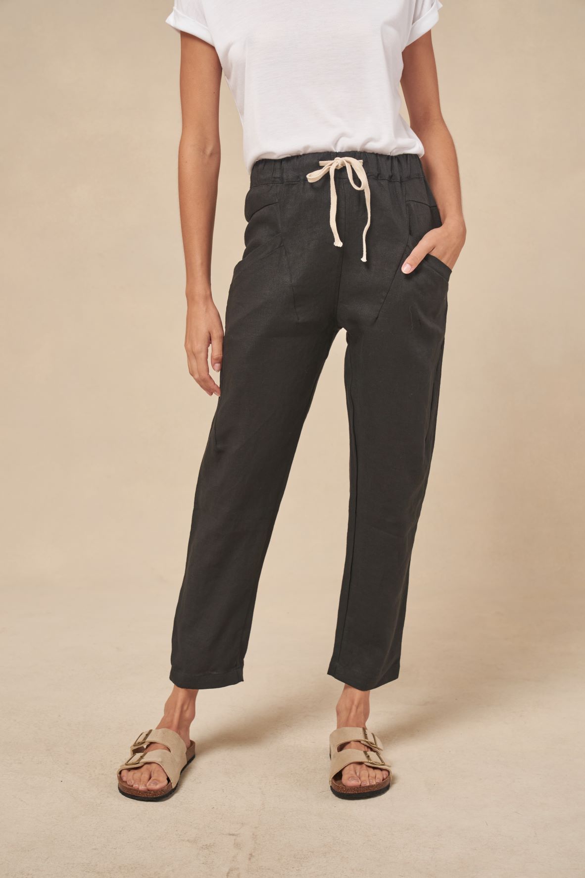 Buy Little Lies - Luxe Linen Pant - Black by Little Lies - at Hamish & Grace