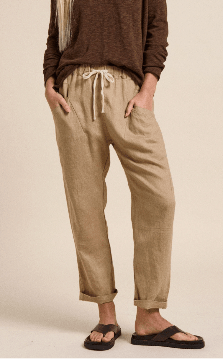 Buy Little Lies - Luxe Linen Pant – Camel by Little Lies - at Hamish + Grace