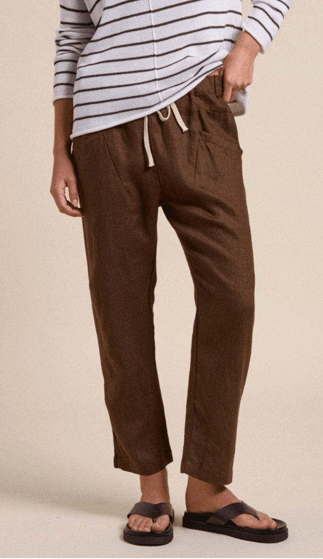 Buy Little Lies - Luxe Linen Pant – Chocolate by Little Lies - at Hamish + Grace