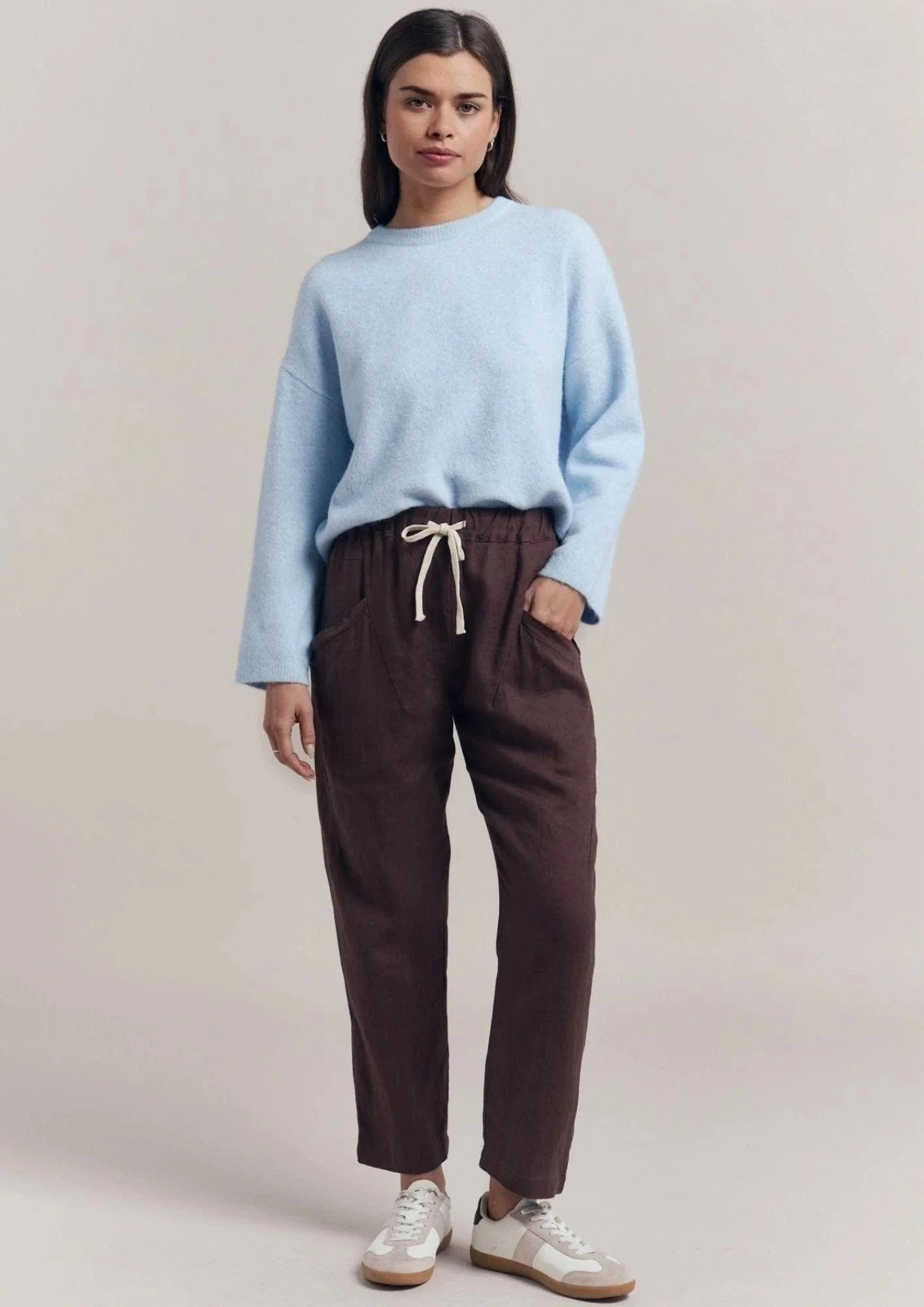 Buy Little Lies - Luxe Linen Pant - Chocolate by Little Lies - at Hamish + Grace