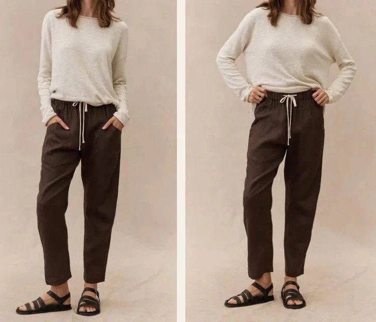 Buy Little Lies - Luxe Linen Pant - Chocolate by Little Lies - at Hamish + Grace