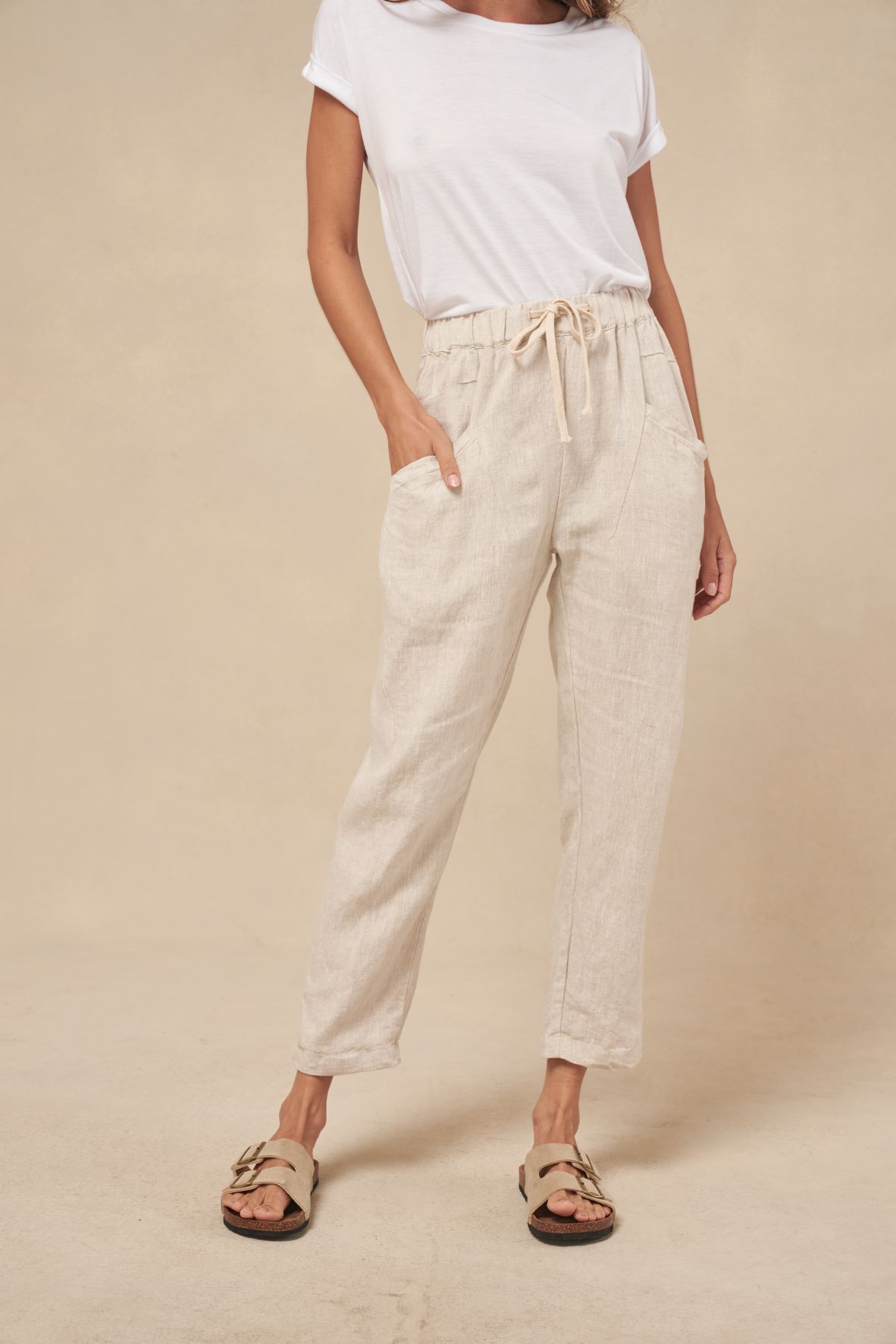 Buy Little Lies - Luxe Linen Pant - Natural by Little Lies - at Hamish & Grace