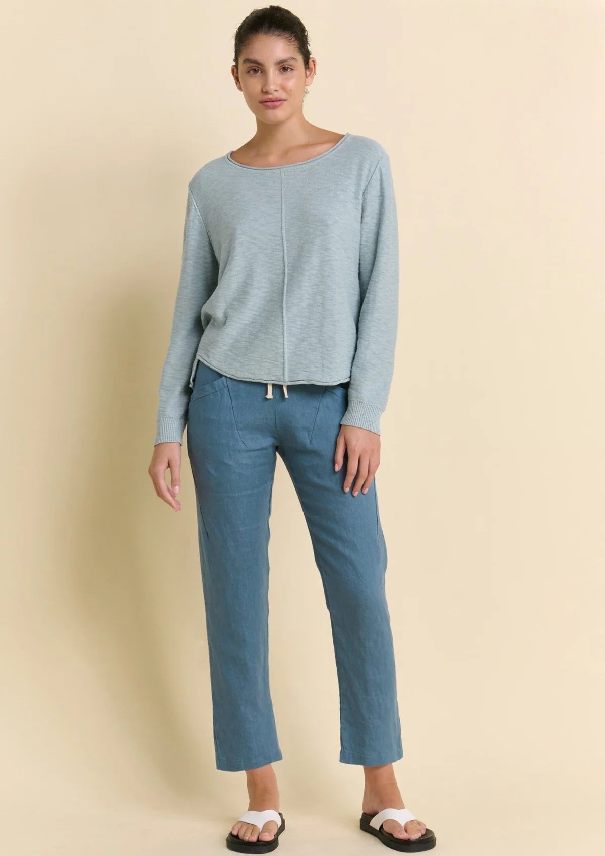 Buy Little Lies - Luxe Linen Pant - Teal by Little Lies - at Hamish & Grace