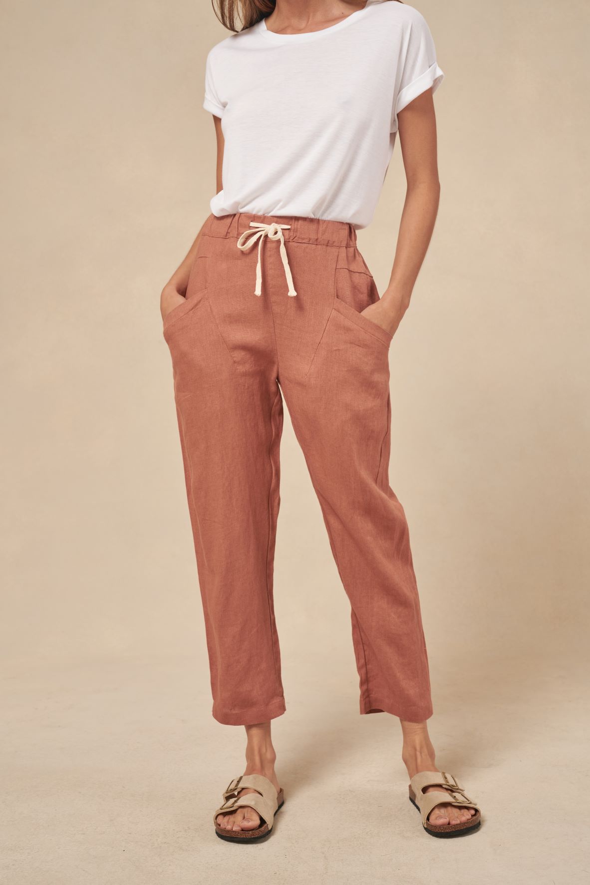 Buy Little Lies - Luxe Linen Pant - Terracotta by Little Lies - at Hamish & Grace