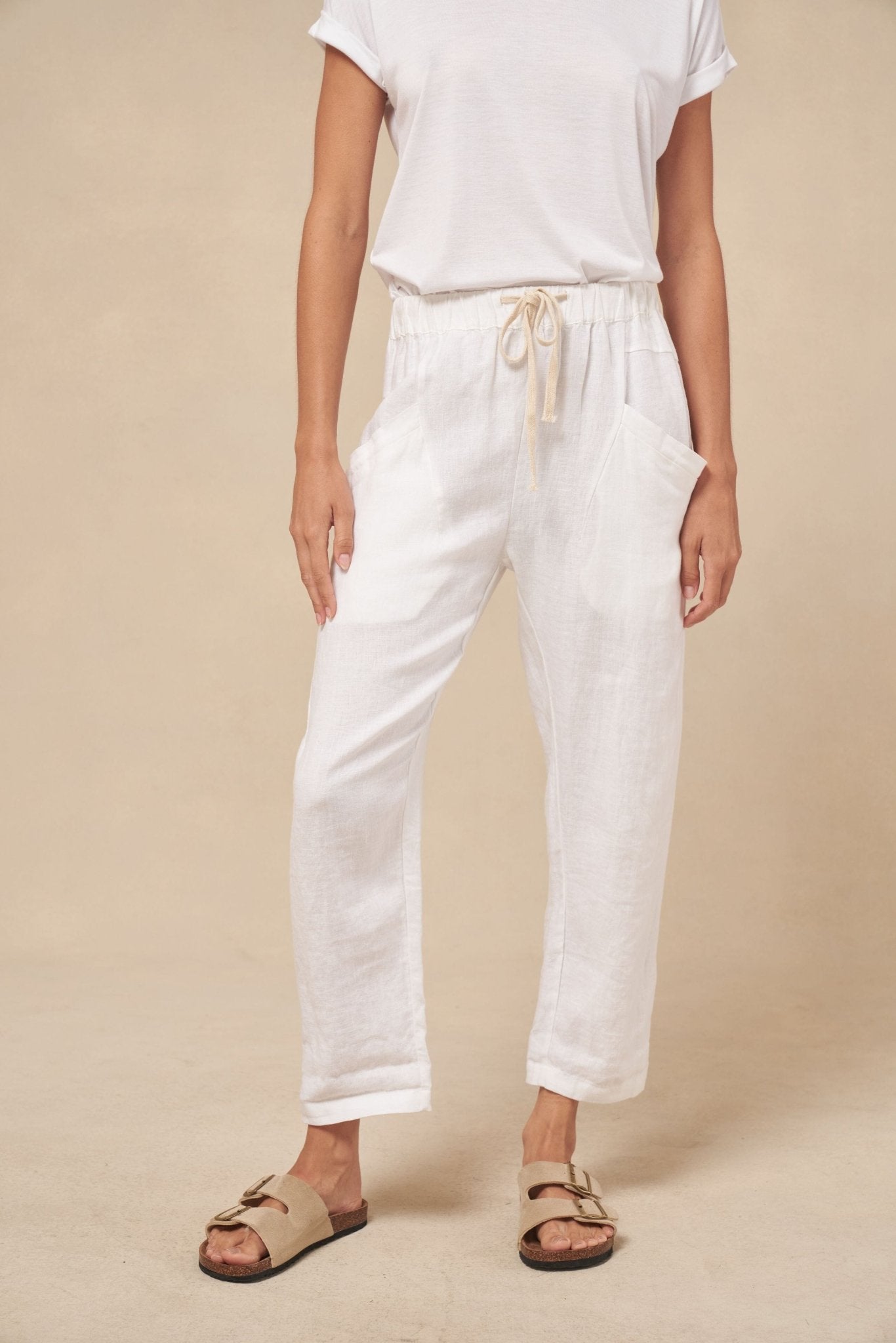 Buy Little Lies - Luxe Linen Pant – White by Little Lies - at Hamish + Grace